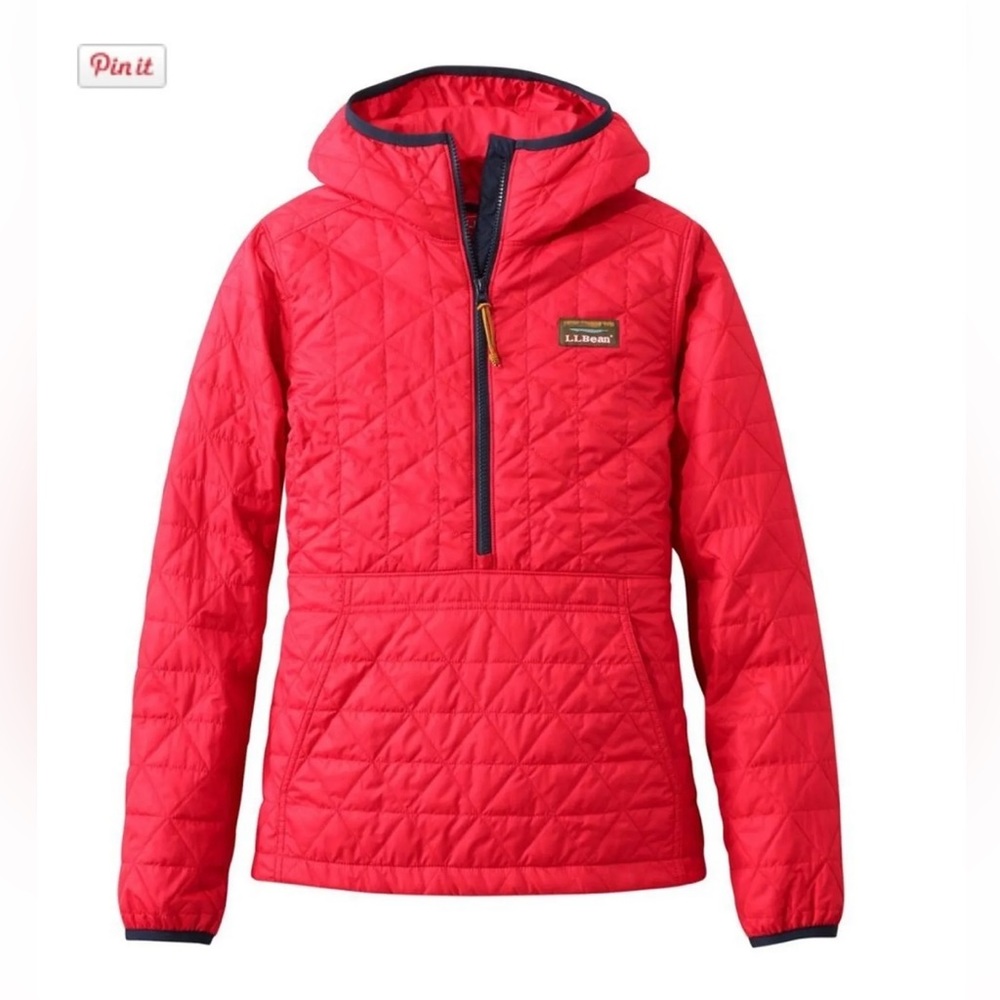 L.L. BEAN WOMENS KATAHDIN INSULATED HOODED PULLOVER RED Size SMALL REG
